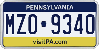 PA license plate MZO9340