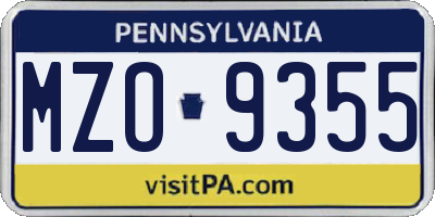 PA license plate MZO9355