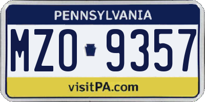 PA license plate MZO9357