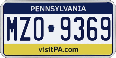 PA license plate MZO9369