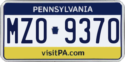 PA license plate MZO9370