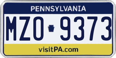 PA license plate MZO9373
