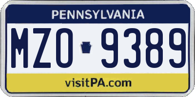 PA license plate MZO9389