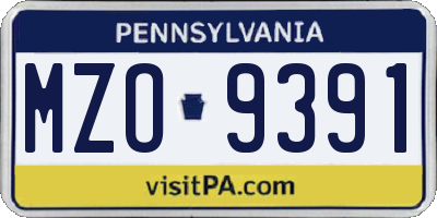 PA license plate MZO9391