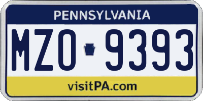 PA license plate MZO9393