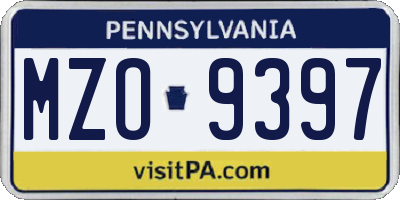 PA license plate MZO9397