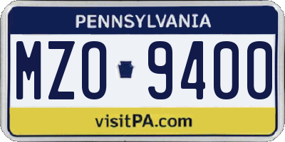 PA license plate MZO9400