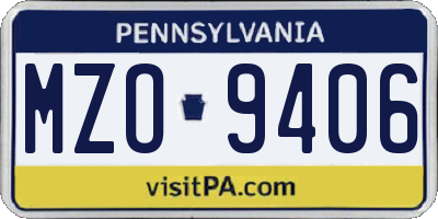PA license plate MZO9406