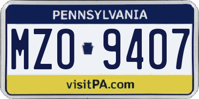 PA license plate MZO9407