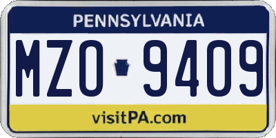 PA license plate MZO9409
