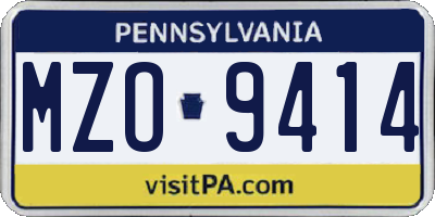 PA license plate MZO9414