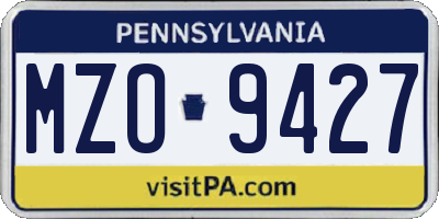 PA license plate MZO9427