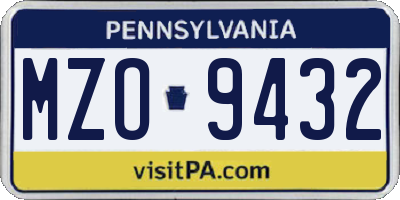 PA license plate MZO9432