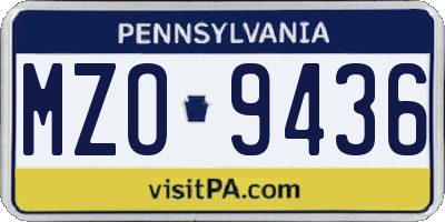 PA license plate MZO9436