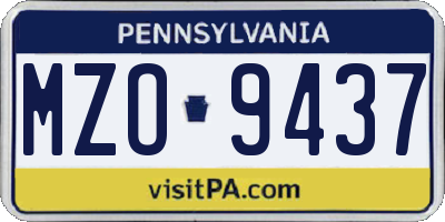 PA license plate MZO9437