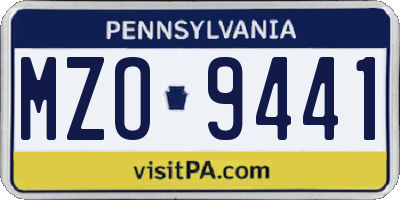 PA license plate MZO9441