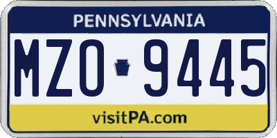 PA license plate MZO9445