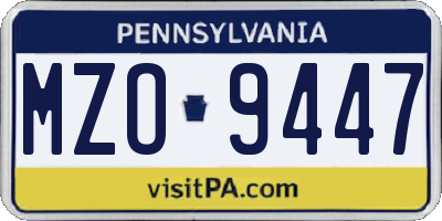 PA license plate MZO9447