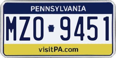 PA license plate MZO9451