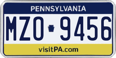 PA license plate MZO9456