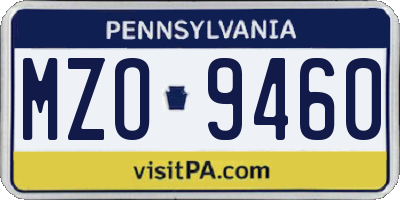 PA license plate MZO9460
