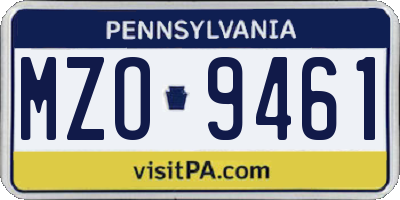 PA license plate MZO9461