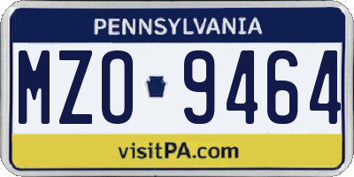 PA license plate MZO9464