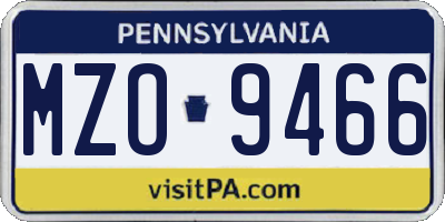 PA license plate MZO9466