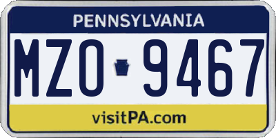 PA license plate MZO9467
