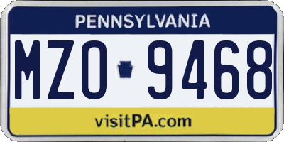 PA license plate MZO9468
