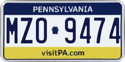PA license plate MZO9474