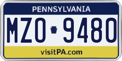 PA license plate MZO9480