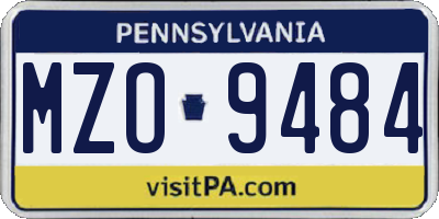 PA license plate MZO9484