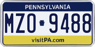 PA license plate MZO9488