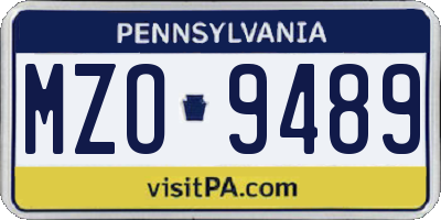 PA license plate MZO9489