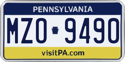PA license plate MZO9490