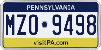 PA license plate MZO9498