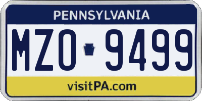 PA license plate MZO9499