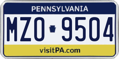 PA license plate MZO9504
