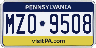 PA license plate MZO9508