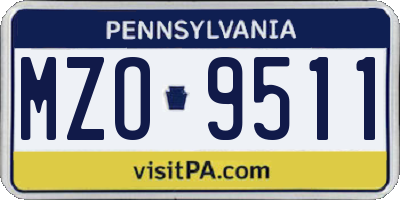 PA license plate MZO9511