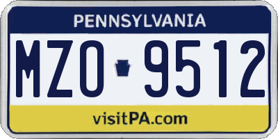PA license plate MZO9512