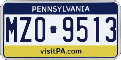 PA license plate MZO9513