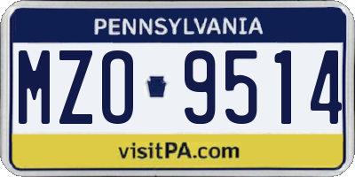 PA license plate MZO9514