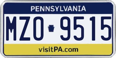 PA license plate MZO9515