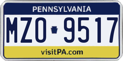 PA license plate MZO9517