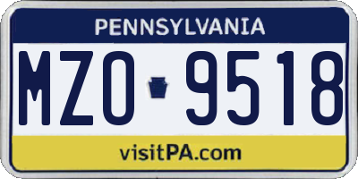 PA license plate MZO9518
