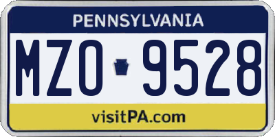 PA license plate MZO9528