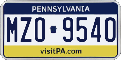 PA license plate MZO9540