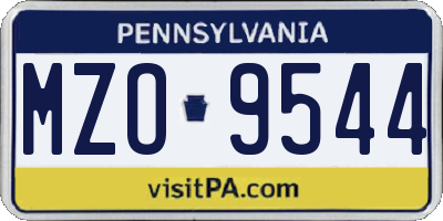 PA license plate MZO9544